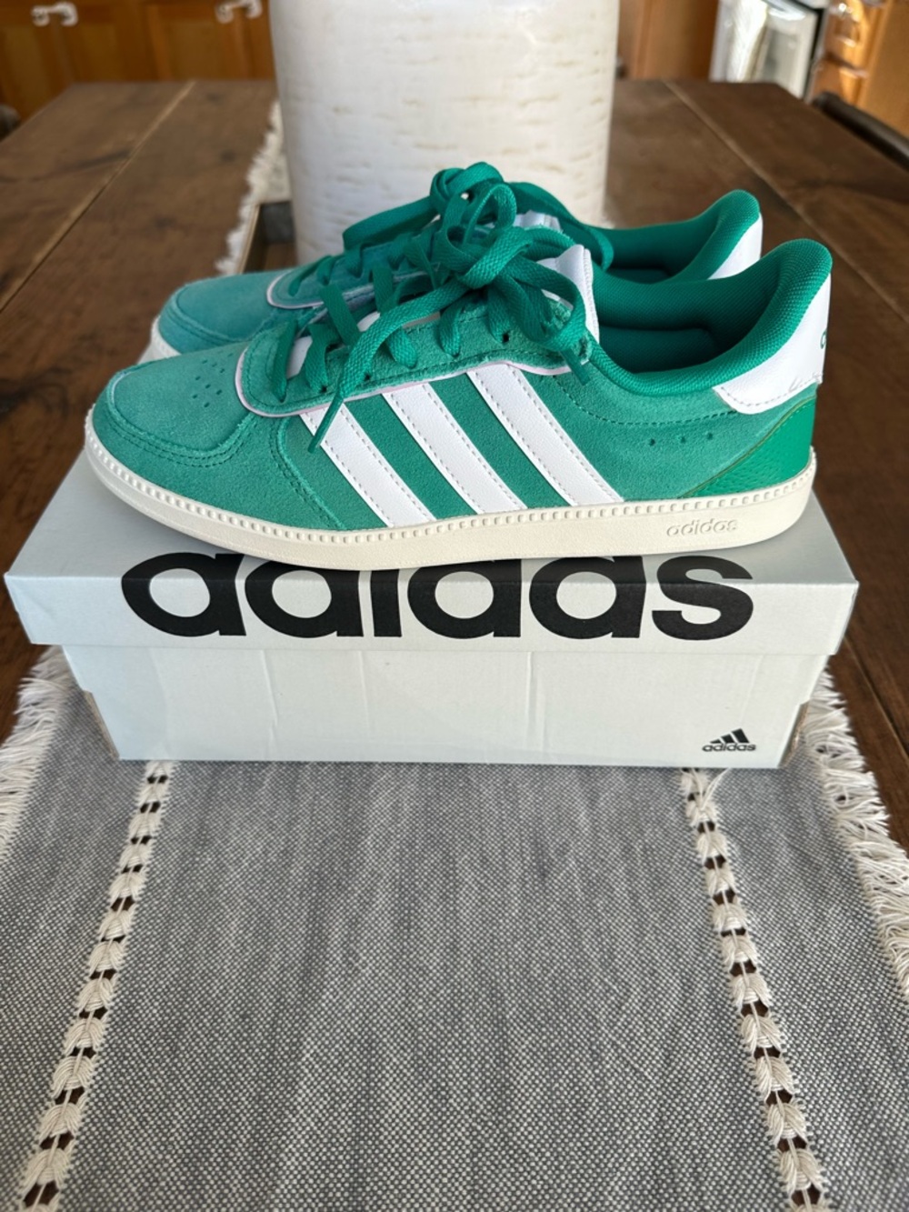 adidas Teal Suede Sneakers with White Three Stripes